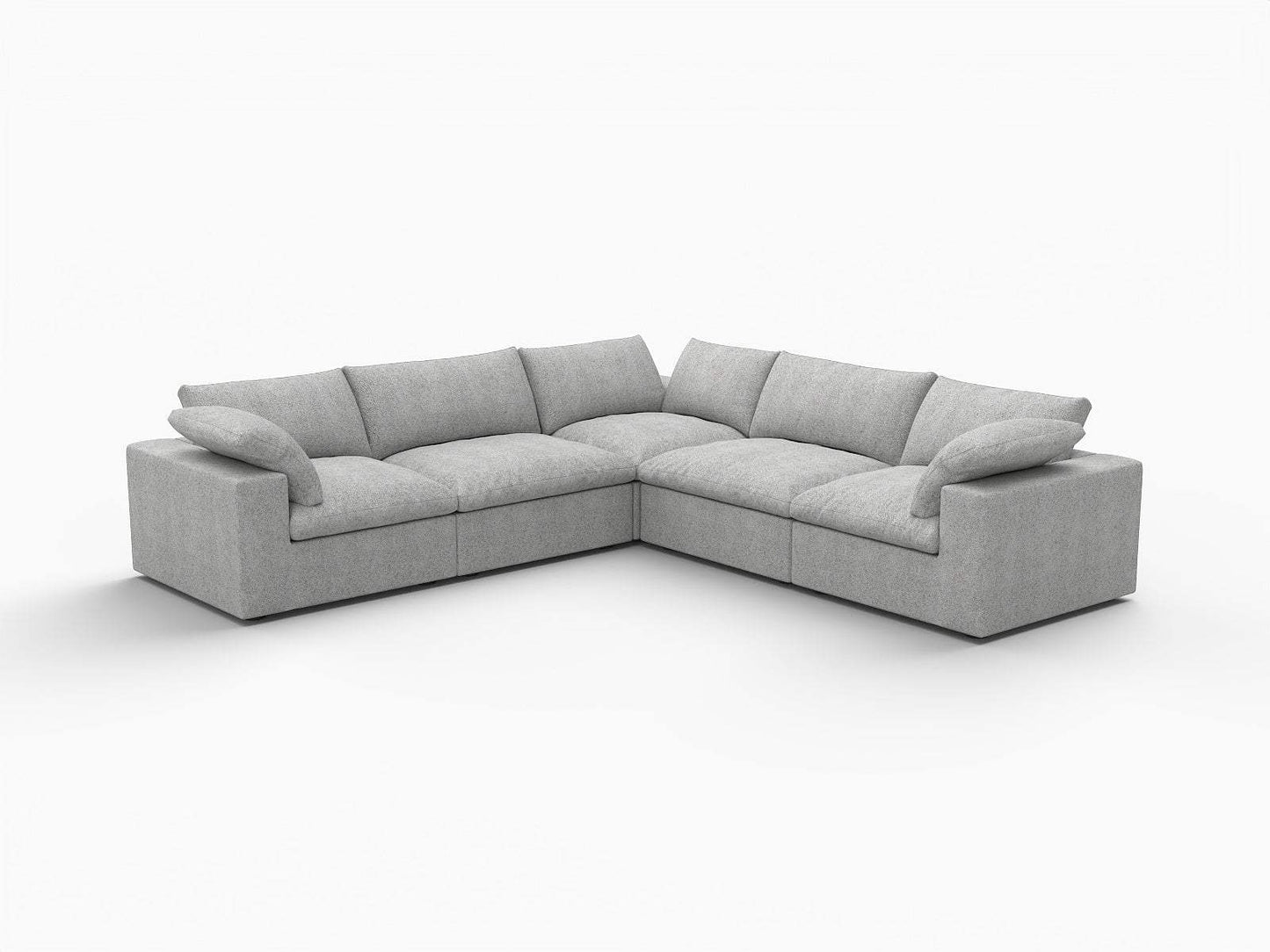 Light Gray Linen Blend Modular L Shaped Five Piece Corner Sectional - HomeRoots - Flyclothing LLC
