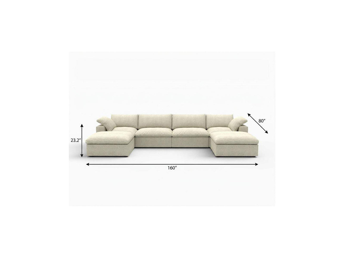 160" Khaki Linen Blend Modular Universal Sofa With Ottoman And Storage - HomeRoots - Flyclothing LLC
