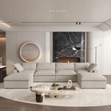 160" Khaki Linen Blend Modular Universal Sofa With Ottoman And Storage - HomeRoots - Flyclothing LLC