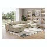 160" Khaki Linen Blend Modular Universal Sofa With Ottoman And Storage - HomeRoots - Flyclothing LLC