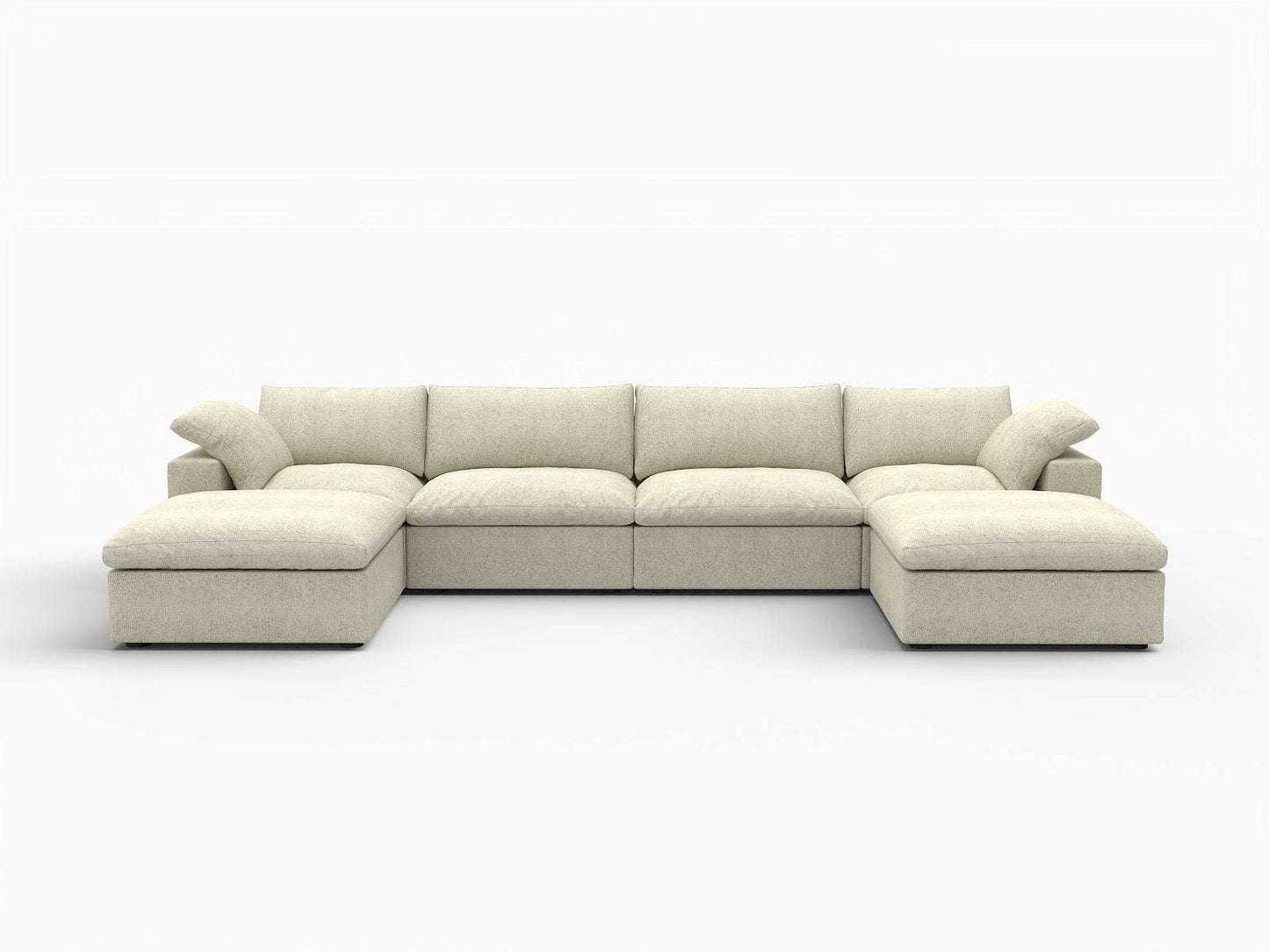 160" Khaki Linen Blend Modular Universal Sofa With Ottoman And Storage - HomeRoots - Flyclothing LLC