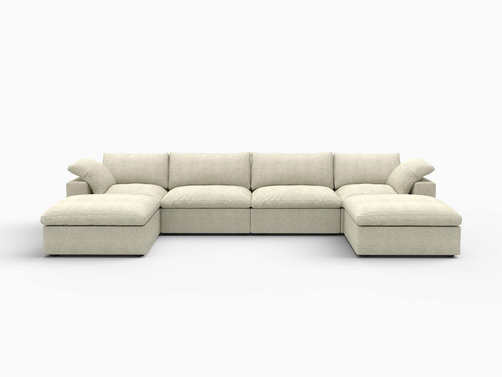 160" Khaki Linen Blend Modular Universal Sofa With Ottoman And Storage - HomeRoots - Flyclothing LLC