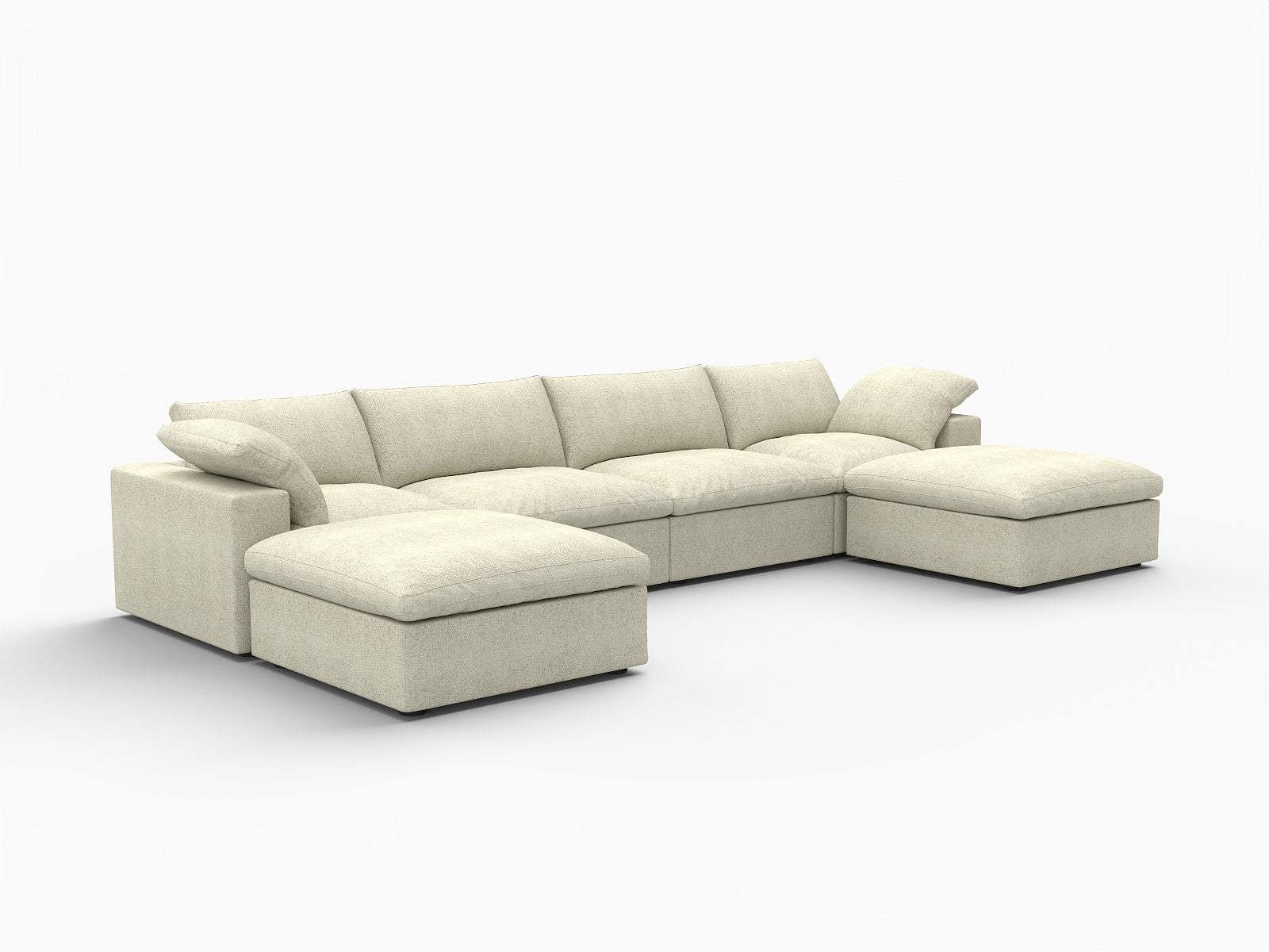 160" Khaki Linen Blend Modular Universal Sofa With Ottoman And Storage - HomeRoots - Flyclothing LLC