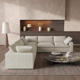 Khaki Linen Blend L Shaped Five Piece Corner Sectional - HomeRoots - Flyclothing LLC