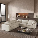 Khaki Linen Blend L Shaped Five Piece Corner Sectional - HomeRoots - Flyclothing LLC