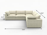 Khaki Linen Blend L Shaped Five Piece Corner Sectional - HomeRoots - Flyclothing LLC
