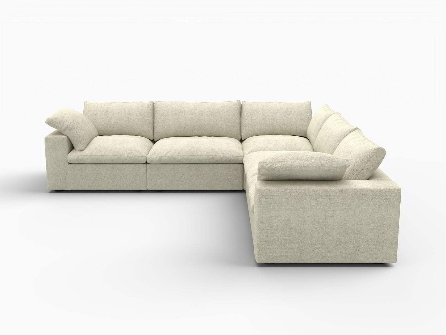 Khaki Linen Blend L Shaped Five Piece Corner Sectional - HomeRoots - Flyclothing LLC