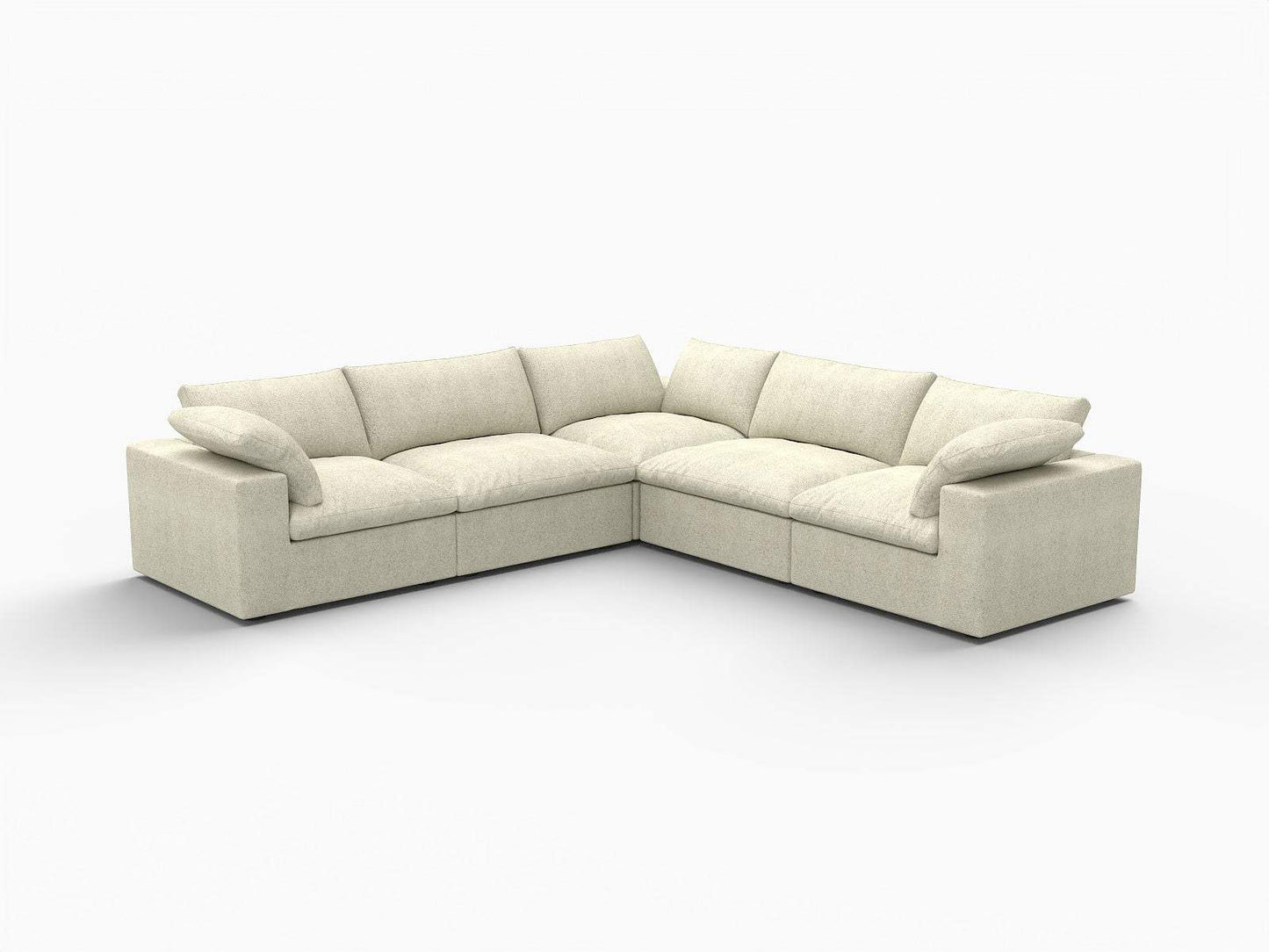 Khaki Linen Blend L Shaped Five Piece Corner Sectional - HomeRoots - Flyclothing LLC