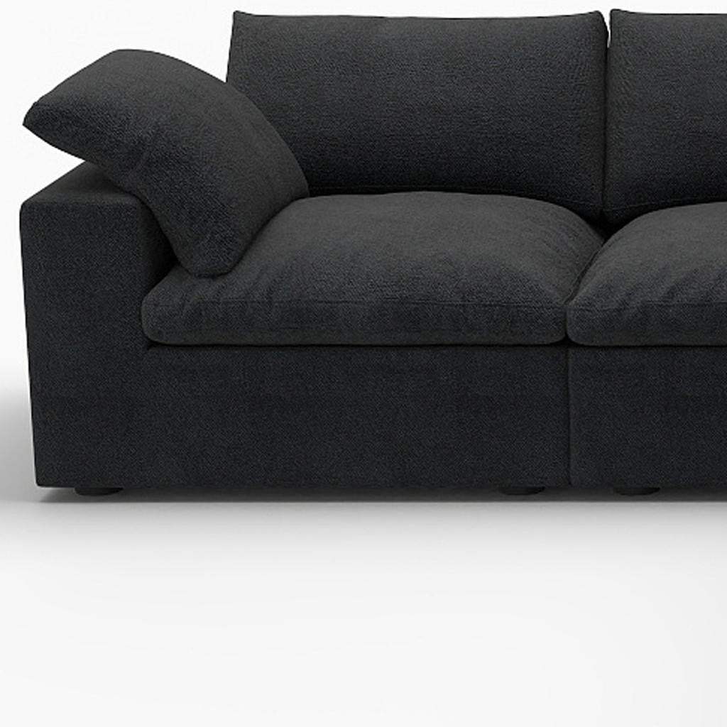 Black Linen Blend Modular L Shaped Five Piece Corner Sectional - HomeRoots - Flyclothing LLC