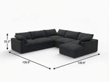 Black Linen Blend Modular L Shaped Five Piece Corner Sectional - HomeRoots - Flyclothing LLC