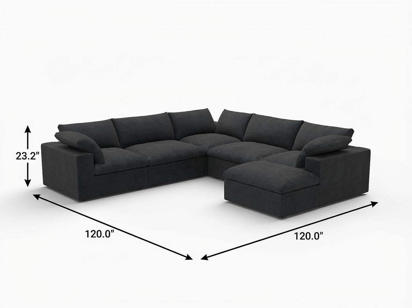 Black Linen Blend Modular L Shaped Five Piece Corner Sectional - HomeRoots - Flyclothing LLC