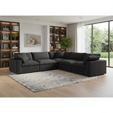 Black Linen Blend Modular L Shaped Five Piece Corner Sectional - HomeRoots - Flyclothing LLC