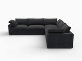 Black Linen Blend Modular L Shaped Five Piece Corner Sectional - HomeRoots - Flyclothing LLC