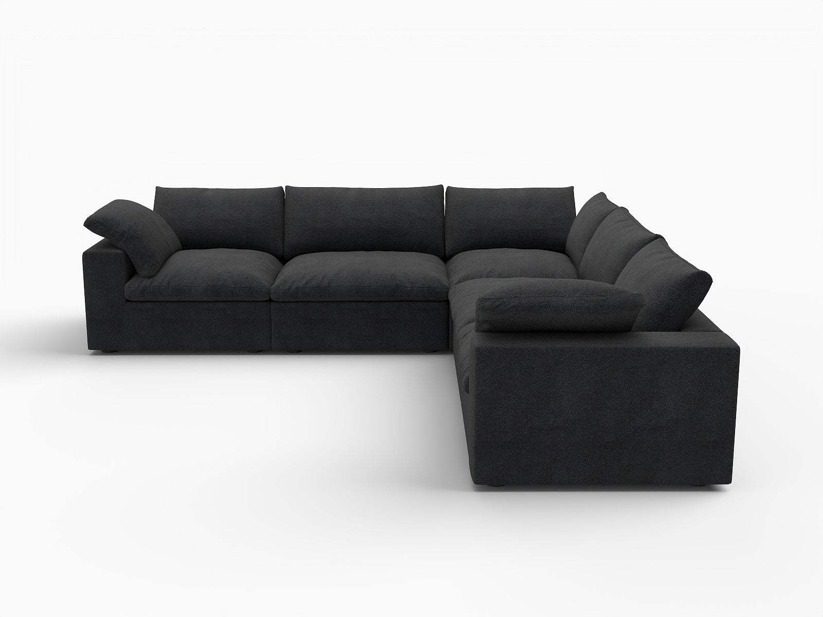 Black Linen Blend Modular L Shaped Five Piece Corner Sectional - HomeRoots - Flyclothing LLC