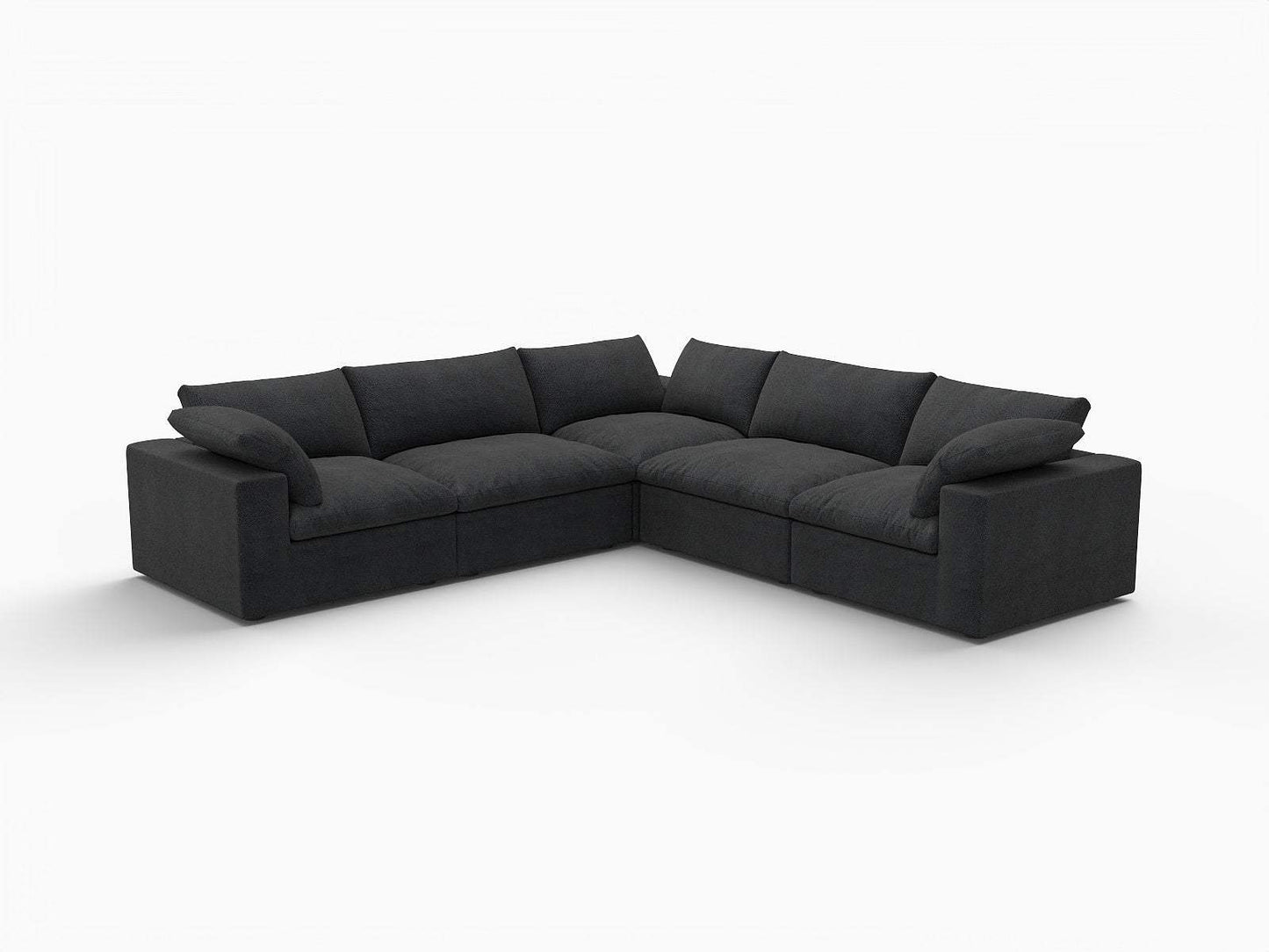 Black Linen Blend Modular L Shaped Five Piece Corner Sectional - HomeRoots - Flyclothing LLC