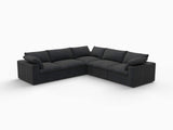 Black Linen Blend Modular L Shaped Five Piece Corner Sectional - HomeRoots - Flyclothing LLC