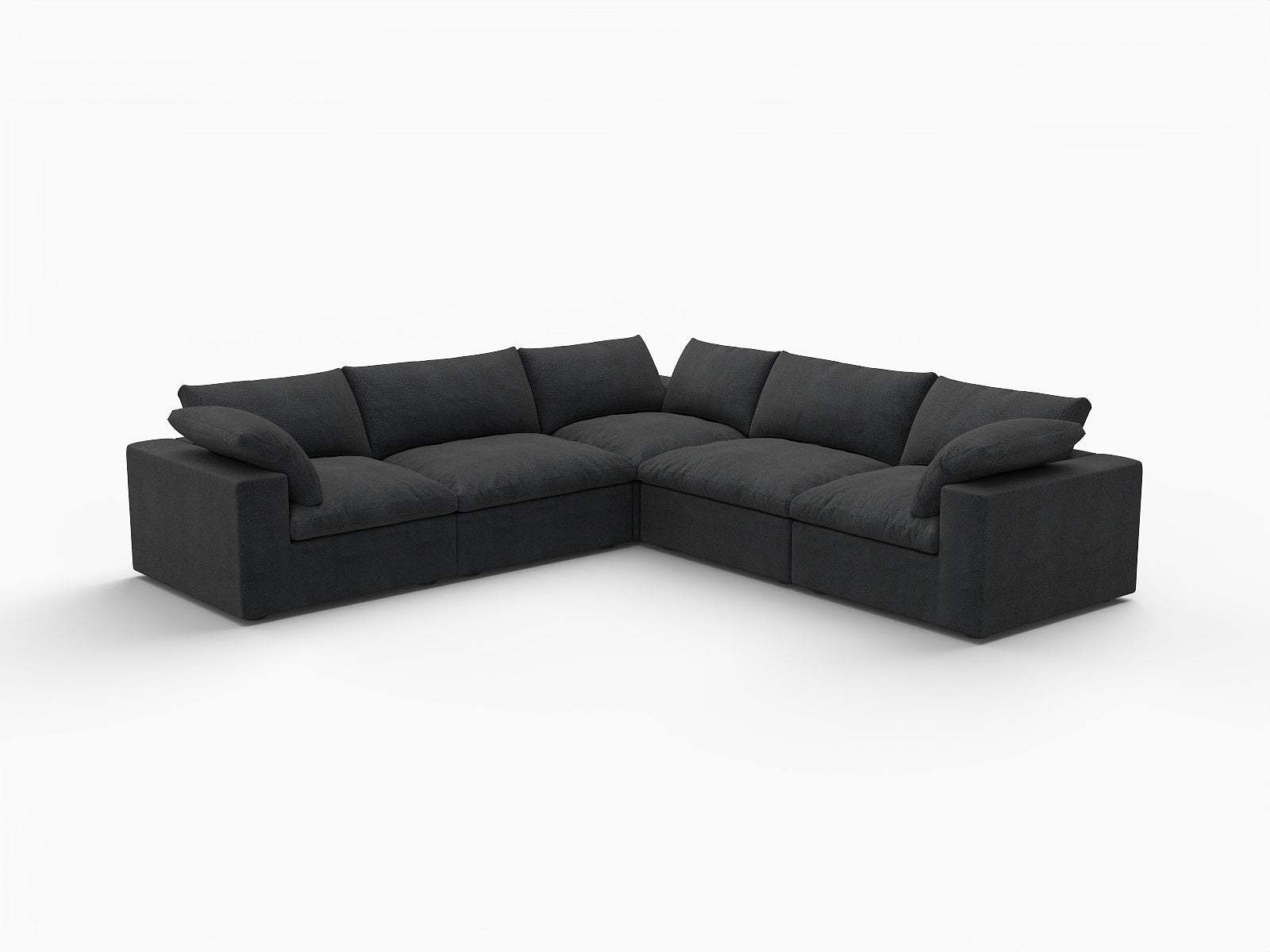 Black Linen Blend Modular L Shaped Five Piece Corner Sectional - HomeRoots - Flyclothing LLC