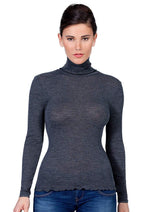 EGi Luxury Wool Silk Turtleneck Long Sleeve Top. Proudly Made in Italy (1494) - tittimitti - Flyclothing LLC
