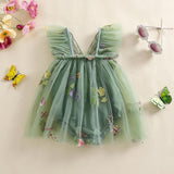 Baby Girl Halloween Costume Butterfly Wing Mesh Flower Sleeveless Tulle Fairy Romper Dress Birthday Tutu Dress - SHOMICOBOUTIQUE - Flyclothing LLC
