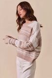 SO ME Variegated Stripe Textured Loose Fit Sweater - Trendsi - Flyclothing LLC