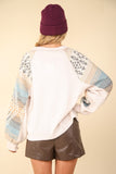 VERY J Printed Long Sleeve Round Neck Knit Top - Trendsi