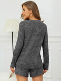 Ribbed Round Neck Top and Shorts Set - Trendsi