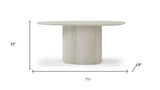 71" Beige Genuine Marble Oval Pedestal Console Table - HomeRoots - Flyclothing LLC