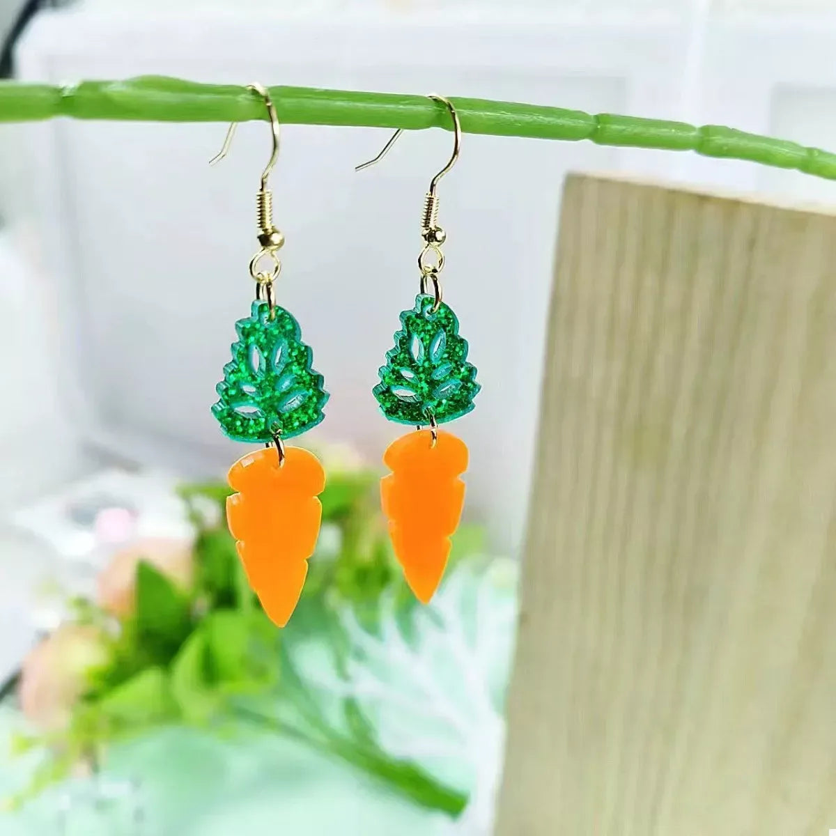 Carrot & Leaf Dangle Earrings - Trendsi - Flyclothing LLC