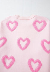 High-Low Heart Round Neck Long Sleeve Sweater - Trendsi