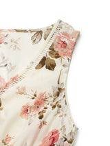 Printed Ruffled Hem V-Neck Sleeveless Dress - Trendsi - Flyclothing LLC