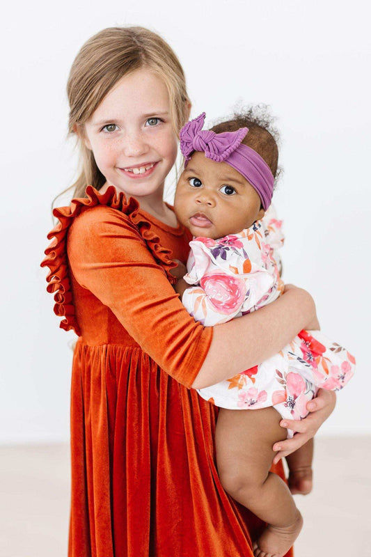Pumpkin Spice Velvet Ruffle Twirl Dress - Mila & Rose ® - Flyclothing LLC