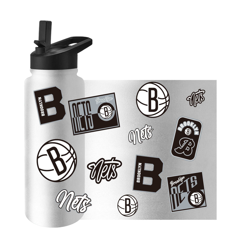 Brooklyn Nets 34oz White Dreamweave Quencher Bottle - Logo Brands - Flyclothing LLC