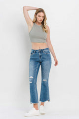 Vervet by Flying Monkey Full Size Mid Rise Distressed Cropped Flare Jeans - Trendsi - Flyclothing LLC