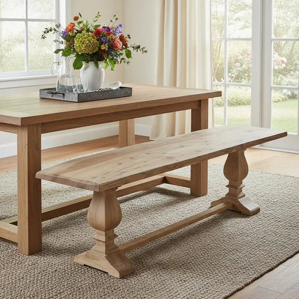 72" Natural Solid Wood Distressed Dining Bench - Homeroots - Flyclothing LLC