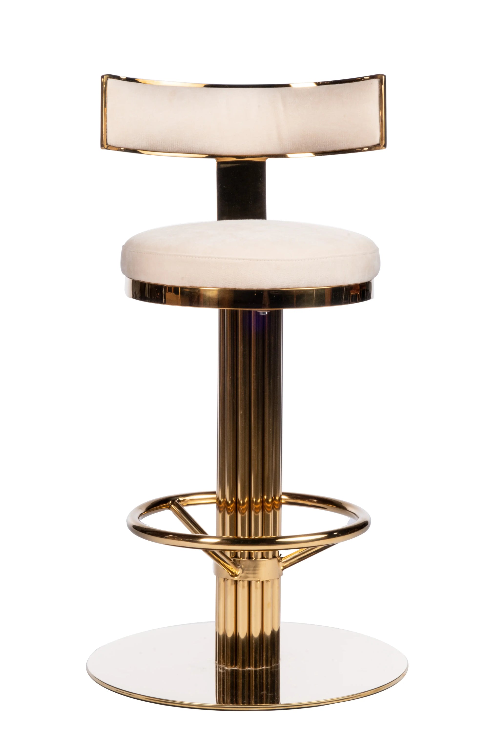 26" White and Gold Linen and Steel Counter Height Swivel Bar Chair - Homeroots - Flyclothing LLC