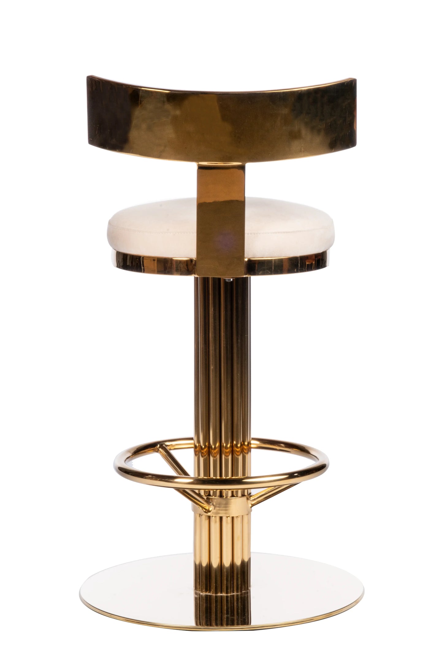 26" White and Gold Linen and Steel Counter Height Swivel Bar Chair - Homeroots - Flyclothing LLC