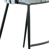 27" Gray and Black Velvet and Steel Low Back Counter Height Bar Chair - Homeroots - Flyclothing LLC