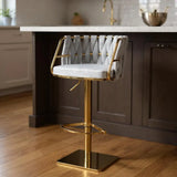 Gray and Gold Velvet and Steel Low Back Adjustable Height Swivel Bar Chair - Homeroots - Flyclothing LLC