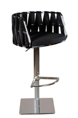 Black and Silver Velvet and Steel Low Back Adjustable Height Swivel Bar Chair - Homeroots - Flyclothing LLC