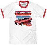 70s Chevrolet Camaro Z28 Ringer T-Shirt - White/Red