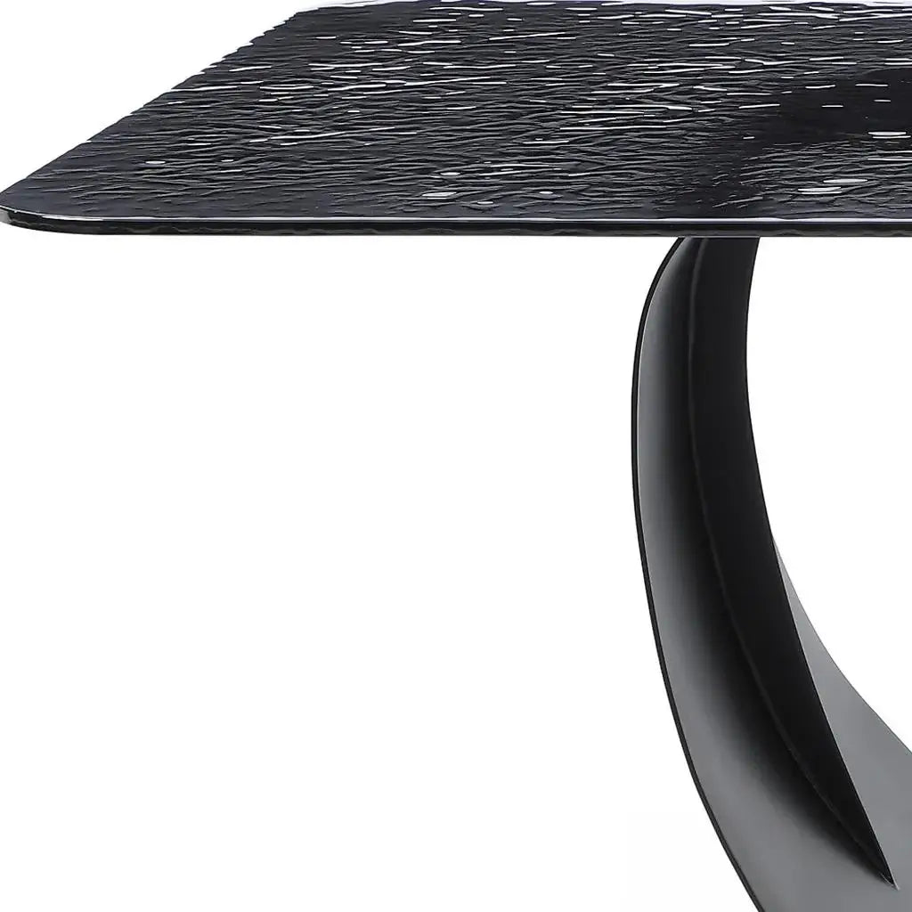 94" Black Glass and Brass Double Geo Pedestal Base Dining Table - Homeroots - Flyclothing LLC
