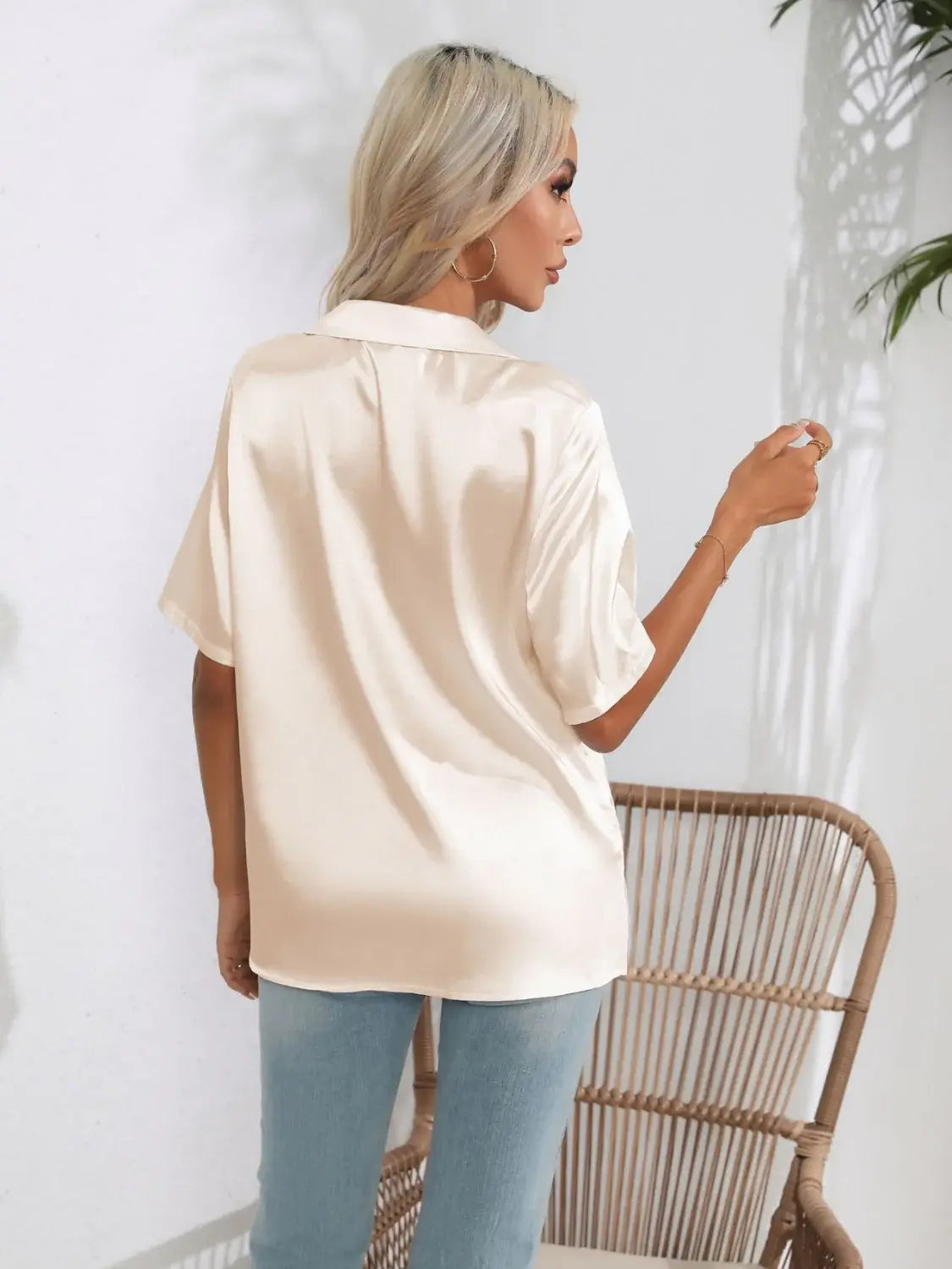 Button Down Short Sleeve Shirt - Trendsi - Flyclothing LLC