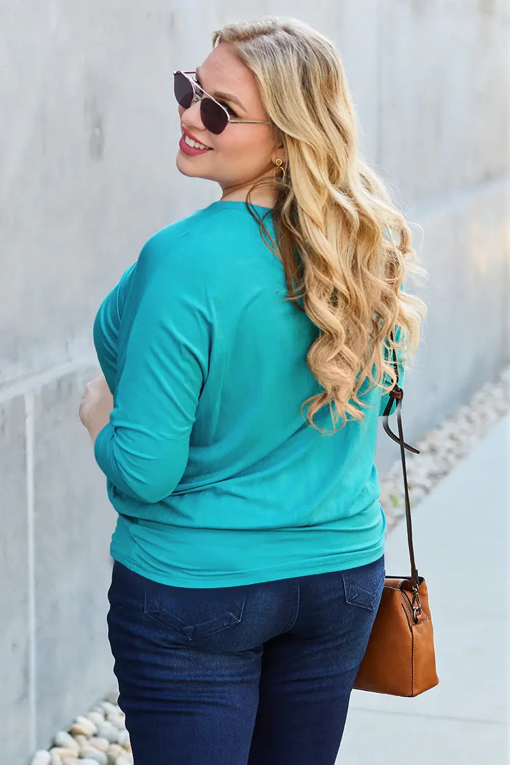 Basic Bae Full Size Round Neck Batwing Sleeve Top - ShopBasicbae - Flyclothing LLC