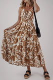 Floral Shirred High Waist Spaghetti Straps Dress - Trendsi