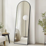 70" Black Metal Arch Wall Mounted Leaning Or Freestanding Framed Full Length Mirror - Homeroots - Flyclothing LLC