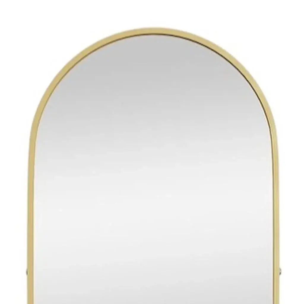 70" Gold Metal Arch Wall Mounted Leaning Or Freestanding Framed Full Length Mirror - Homeroots - Flyclothing LLC