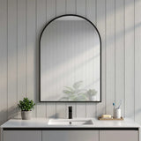 30" Black Metal Arch Framed Accent Mirror - Homeroots - Flyclothing LLC