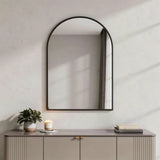 30" Black Metal Arch Framed Accent Mirror - Homeroots - Flyclothing LLC