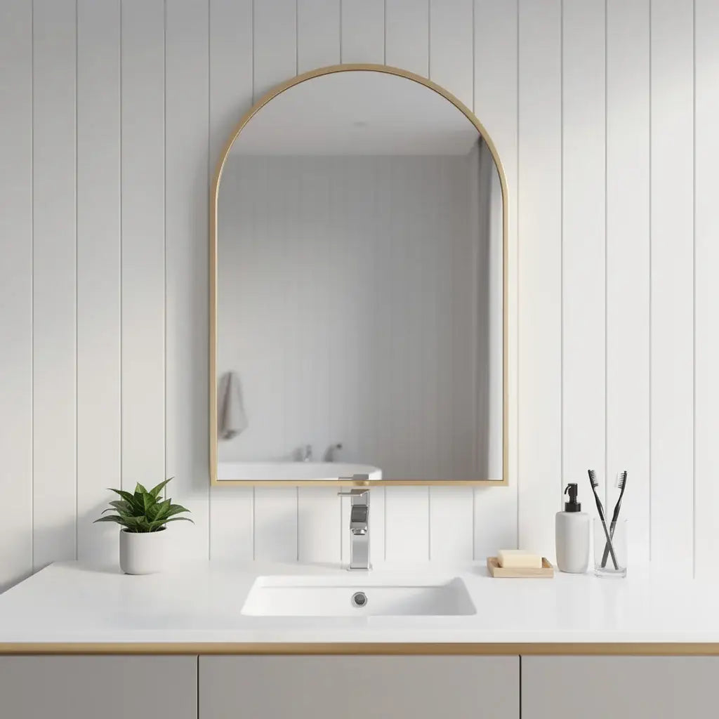 30" Gold Metal Arch Framed Accent Mirror - Homeroots - Flyclothing LLC