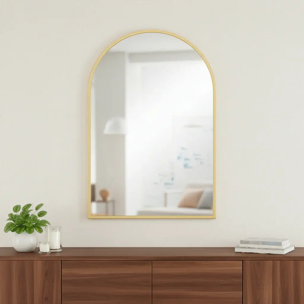 35" Gold Metal Arch Framed Accent Mirror - Homeroots - Flyclothing LLC